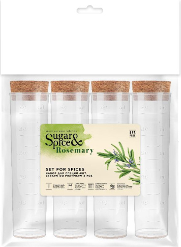  Набор для специй 4 шт Sugar&Spice Rosemary с пробковыми крышками фото 1