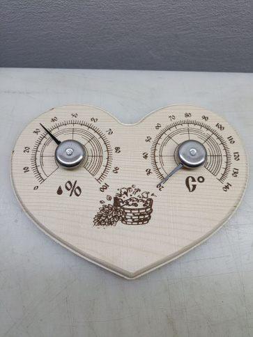  Станция банная открытая термометр+ гигрометр "Сердце"  СБО-3ТГ фото 1