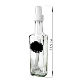 Бутылка 250 мл с кнопочным дозат для масла/соусов и мел для маркировки Меловой дизайн