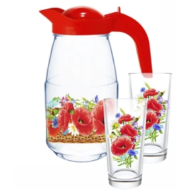 Набор для воды 3 пр. Маковое поле (кувшин + 2 стакана)