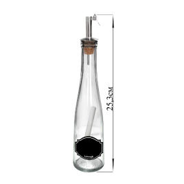 Бутылка-конус 200 мл с дозат для уксуса/соусов стекл и мел для маркировки Меловой дизайн