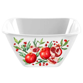 Миска 4,0 л Bergamo квадратная с декором белый