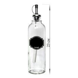 Бутылка 330 мл цилиндр с мет. дозатором для масла/соусов, Меловой дизайн