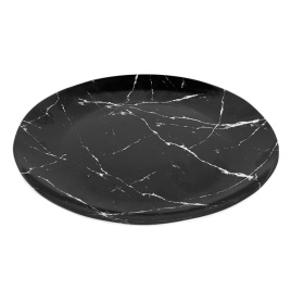 Тарелка плоская круглая d=24 см черный мрамор, форма луна