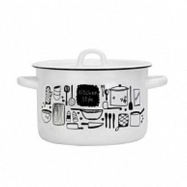Кастрюля 3,0 л цилиндр, Kitchen, белый