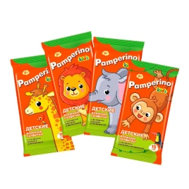 Салфетки влажные Pamperino 15 шт. Kids детские с ромашкой и витамином Е mix