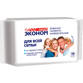 Салфетки влажные для автомобиля универсальные Эконом smart 70 шт.