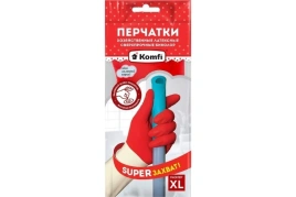 Перчатки хоз. латексные СВЕРХПРОЧНЫЕ БИКОЛОР XL /белый+красный/ Komfi