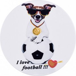 Подставка под пивную кружку I love football с пробковой основой 11*11 см.
