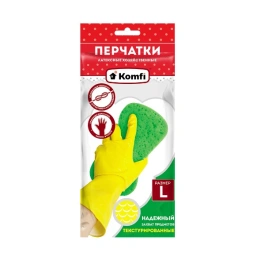Перчатки хоз. латексные L желтые Komfi