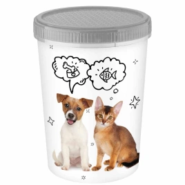 Контейнер 1,6 л для корма и лакомств с декором LUCKY PET, серый