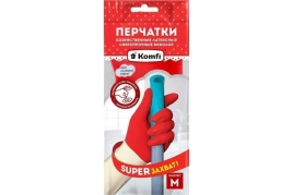 Перчатки хоз. латексные СВЕРХПРОЧНЫЕ БИКОЛОР М /белый+красный/ Komfi
