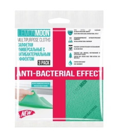 Салфетка вискозная с печатью 340х380 110 г/м2 3 шт Lemon Moon Anti-bacterial
