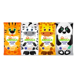 Салфетки влажные Smart animals 20 шт. детские с ромашкой и витамином Е mix