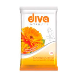 Салфетки влажные Diva 20 шт. intimate для интимной гигиены для чувствительной кожи