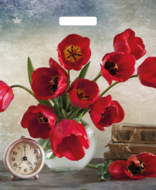 Пакет Бордовые тюльпаны, вырубной 450*380 мм
