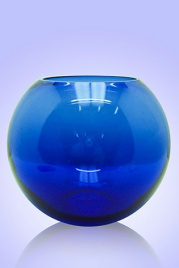 Ваза Шар h-16 см d-18 см (без декора) из синего стекла