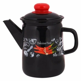 Кофейник 2,0 л черный с рисунком