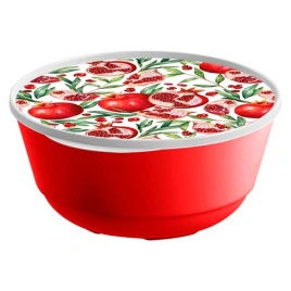  Миска 3,0 л Bergamo с крышкой с декором, красный