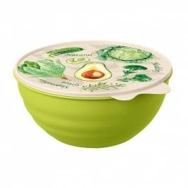 Миска 2,8 л Wave с декором с кр зелёный