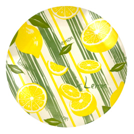 Тарелка плоская круглая d=22,5 см, Лимоны, лунная форма