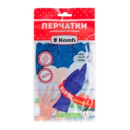 Перчатки латексные прочные L, 1 пара, Komfi HB003G