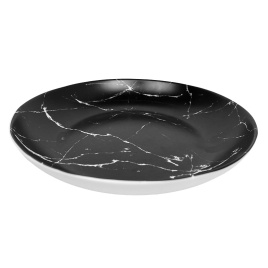 Тарелка плоская с высокими бортами d=20 см, 300 мл, черный мрамор, форма луна
