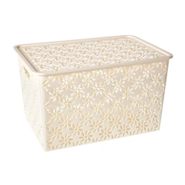 Корзина для хранения Ромашки 14,0 л 350*245*205 с/кр слоновая кость