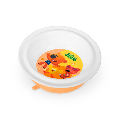  Тарелка детская 400 мл глубокая на присоске МИ-МИ-Мишки оранжевая фото 1