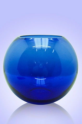  Ваза Шар h-16 см d-18 см (без декора) из синего стекла фото 1